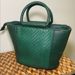 Anthropologie Green Woven Bucket bag